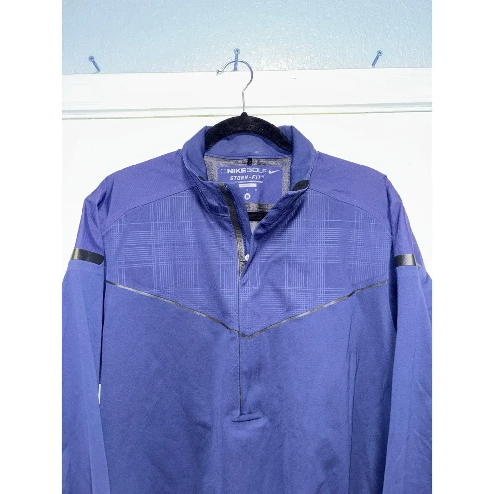 NIKE GOLF STORM-FIT 10 WATERPROOF 1/4 ZIP Blue JACKET Medium 416273-440